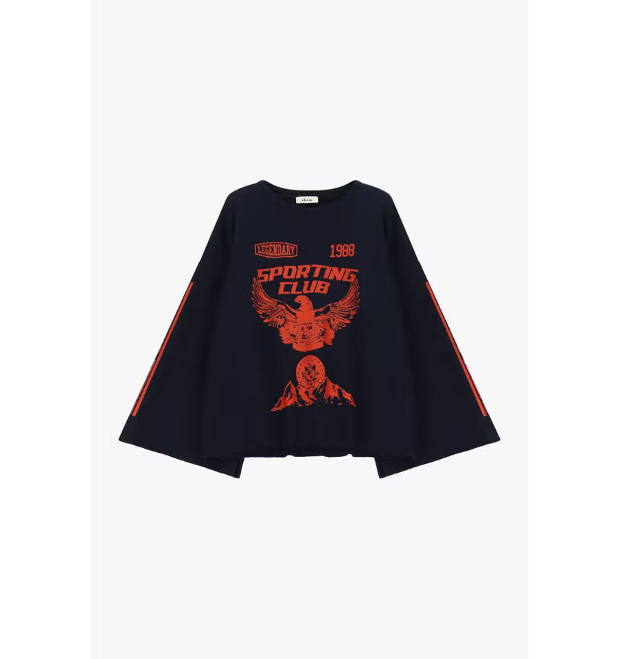 Oversized sweatshirt with front print and wide sleeves Baroc Boutique ONE SIZE
