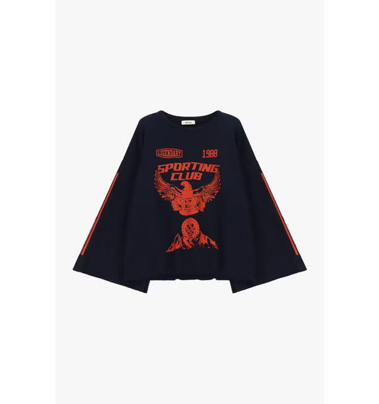 Oversized sweatshirt with front print and wide sleeves Baroc Boutique ONE SIZE