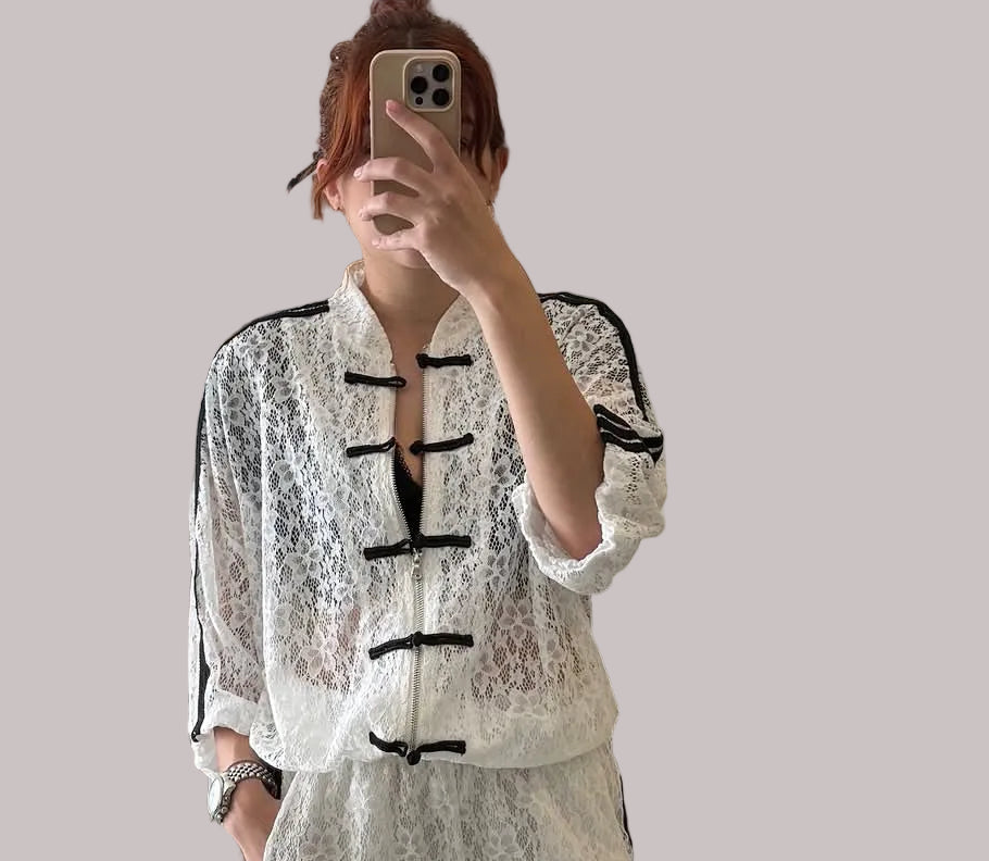 White Lace jacket with black stripes Baroc Boutique One size