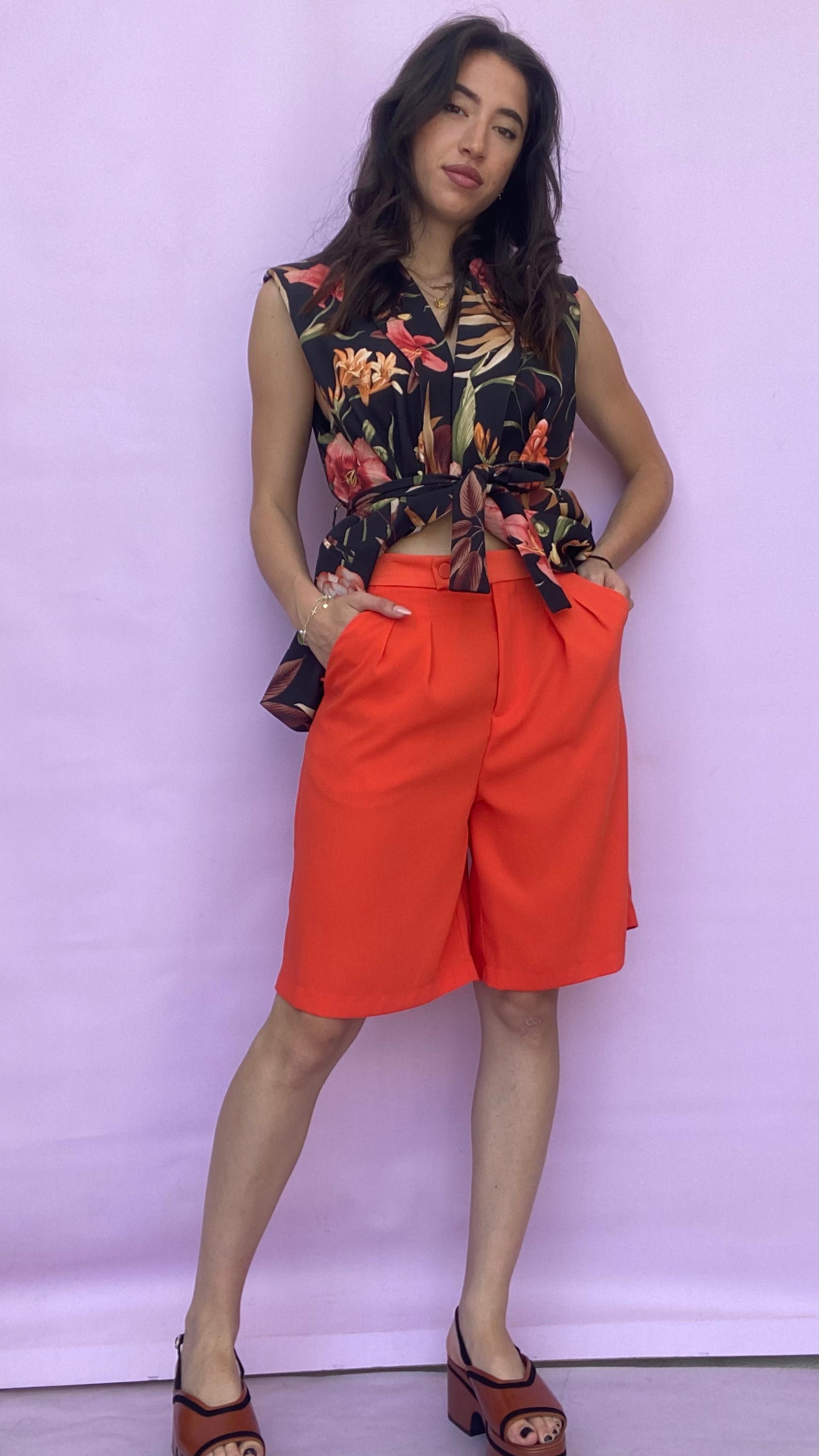 Orange long bermuda Baroc Boutique