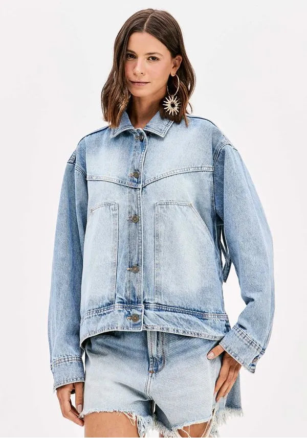 Oversized jean jacket with fringes Baroc Boutique