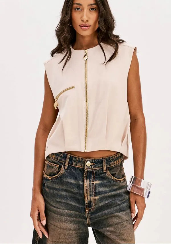 Oversized vest with zip on the front Baroc Boutique