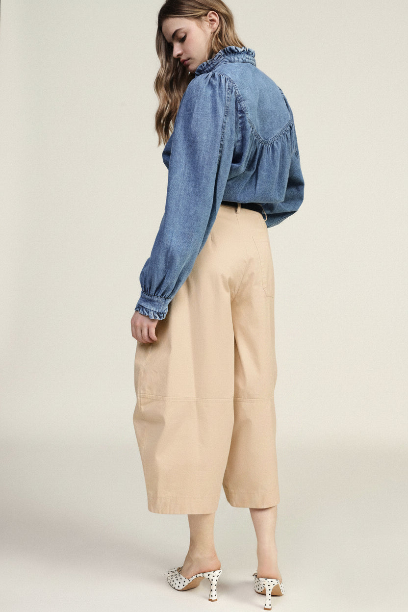 Palazzo trousers cropped high-waist with belt Baroc Boutique
