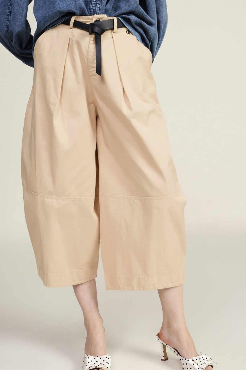 Palazzo trousers cropped high-waist with belt Baroc Boutique