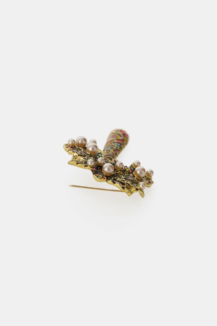 Palm tree brooch with multicolor stones and pearls Baroc Boutique