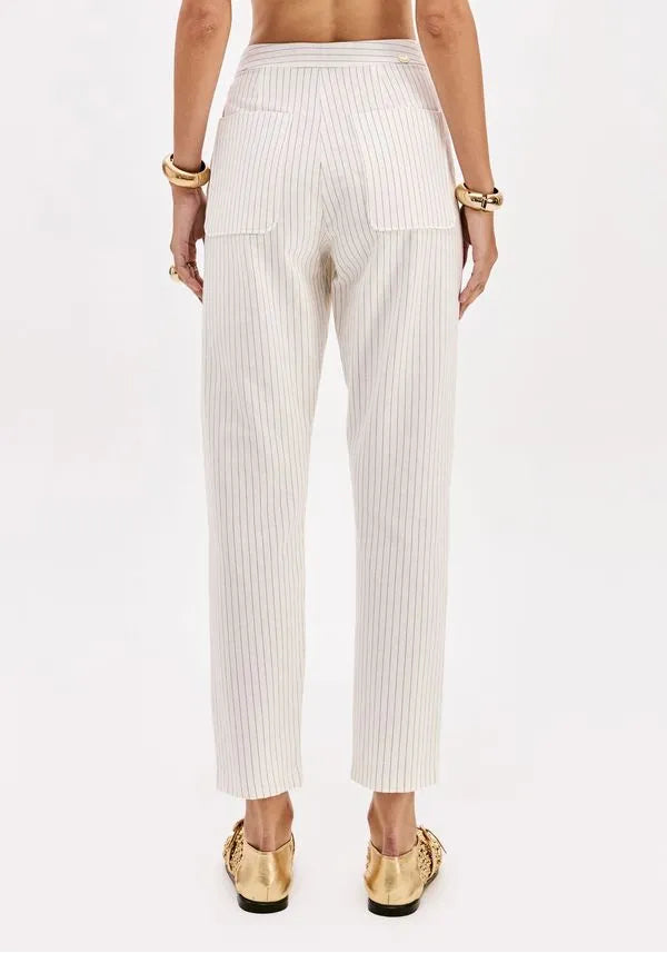 Pin-stripe mid rise baggy pants with pockets Baroc Boutique