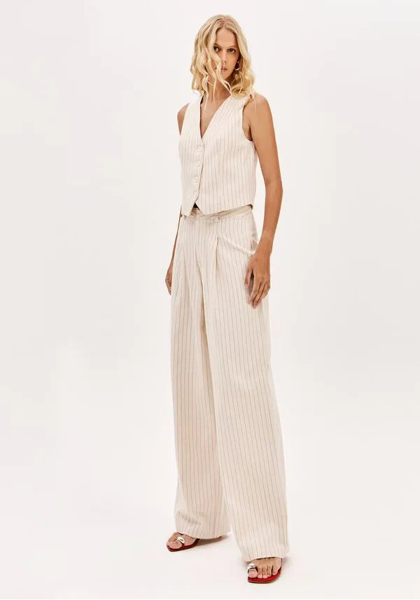 Pin stripe V-neck button up vest Baroc Boutique