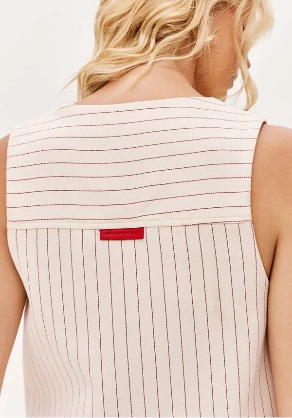 Pin stripe V-neck button up vest Baroc Boutique