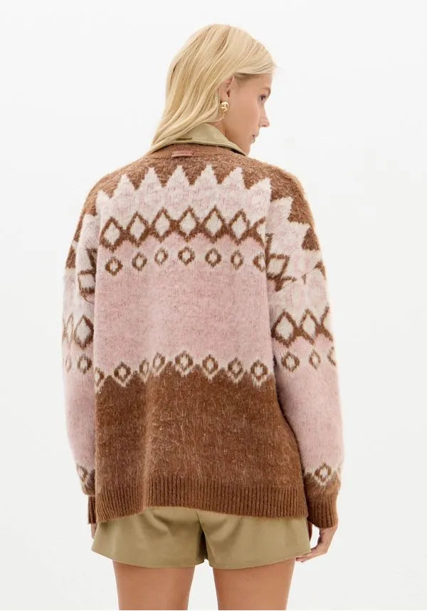Pink geometric knit cardigan Baroc Boutique
