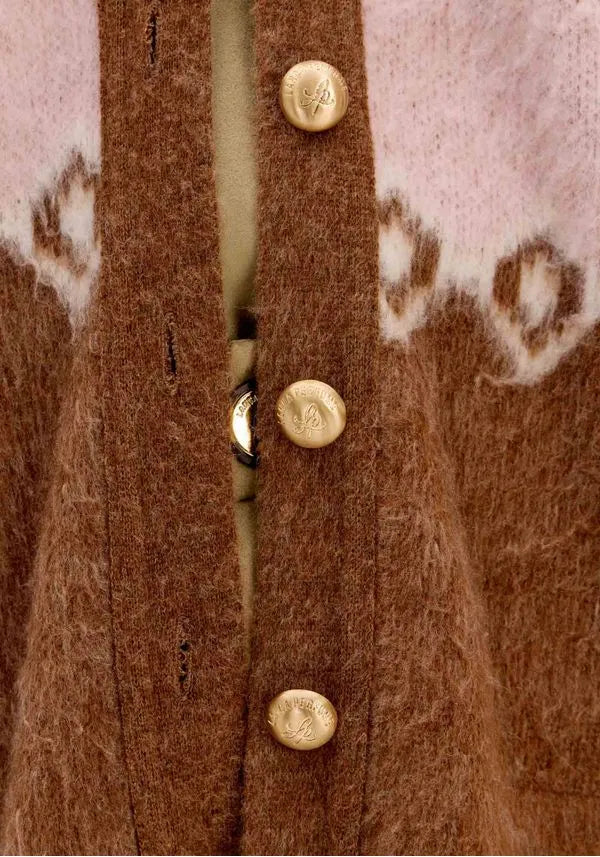 Pink geometric knit cardigan Baroc Boutique