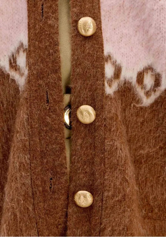 Pink geometric knit cardigan Baroc Boutique