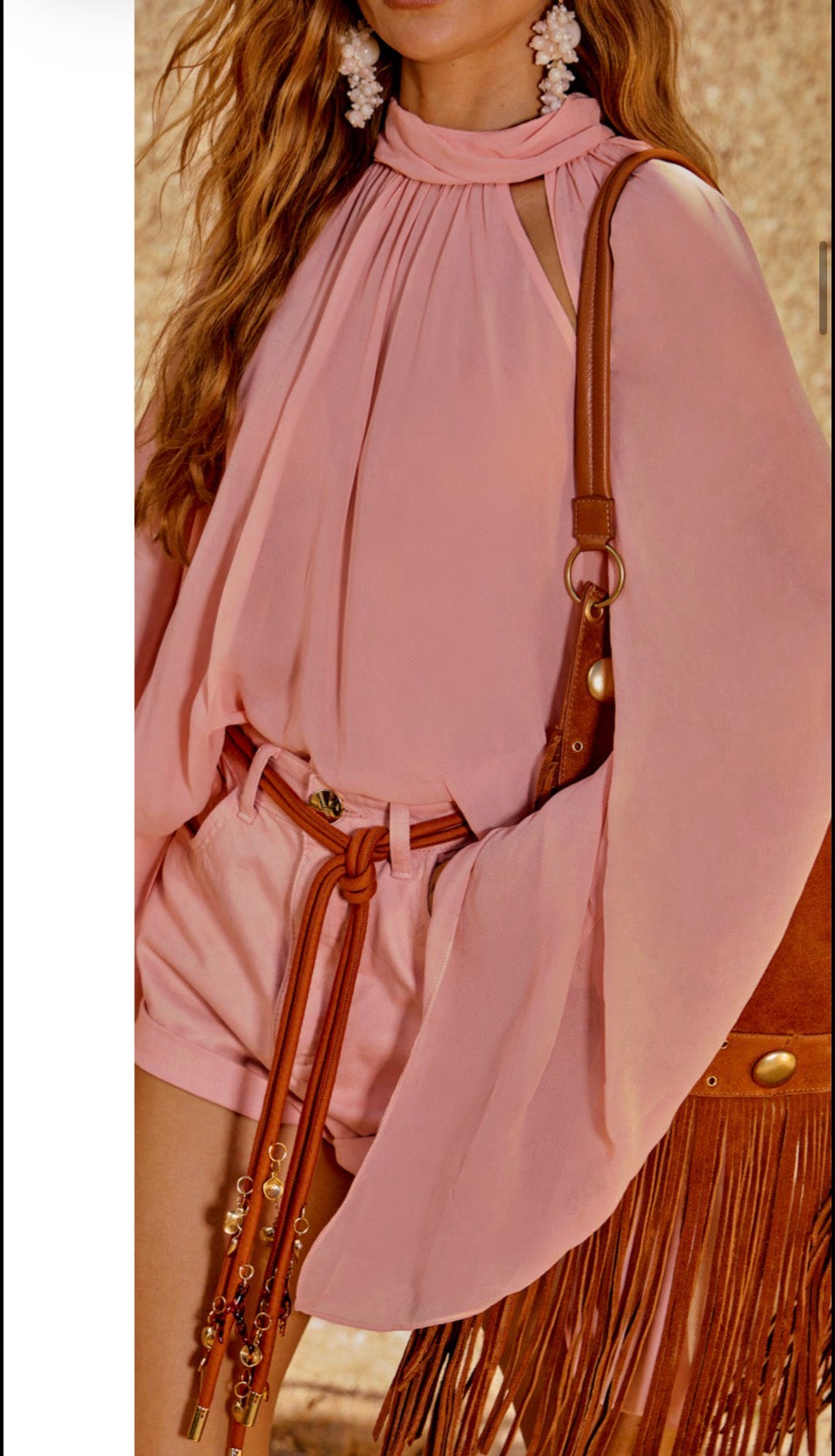 Pink sheer long sleeve blouse Baroc Boutique