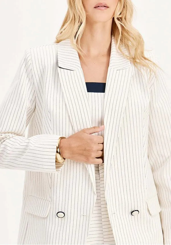 Pinstripe long oversized double breasted blazer Baroc Boutique