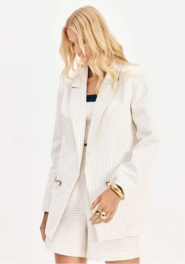 Pinstripe long oversized double breasted blazer Baroc Boutique