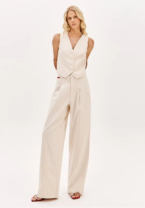 Pinstriped highwaisted semi flared pants Baroc Boutique