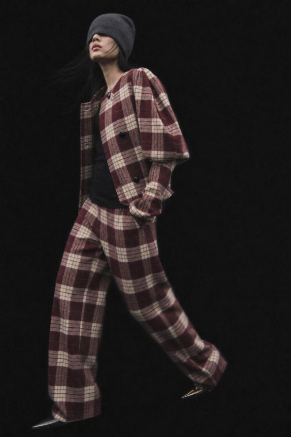 Plaid short jacket with balloon sleeves Baroc Boutique
