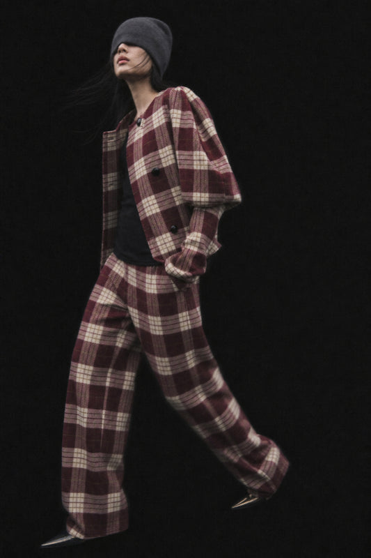 Plaid short jacket with balloon sleeves Baroc Boutique