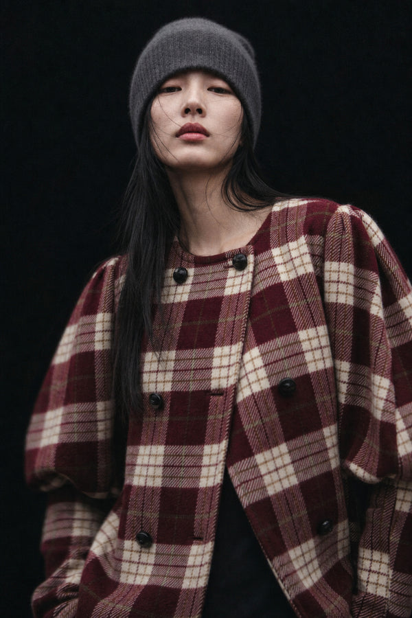 Plaid short jacket with balloon sleeves Baroc Boutique