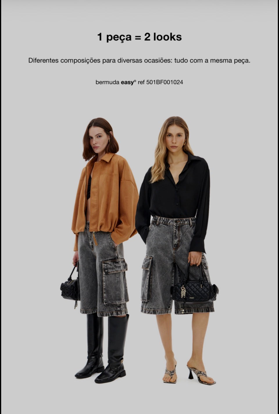 Premium denim cargo bermuda short Baroc Boutique