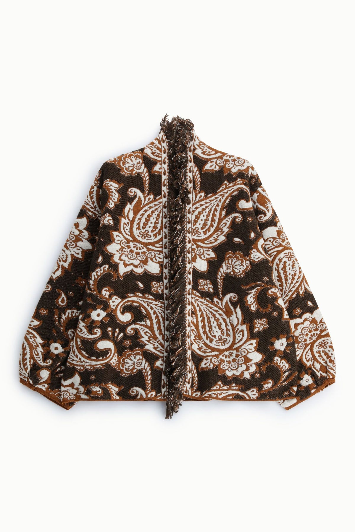 Printed cardigan with fringes and longsleeve Baroc Boutique