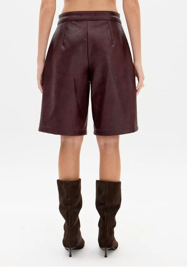 PU Leather Cargo Bermuda Shorts Baroc Boutique