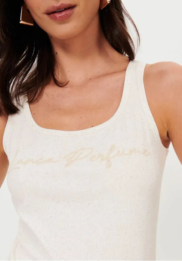 Ribbed basic knit tank-top with linen Baroc Boutique
