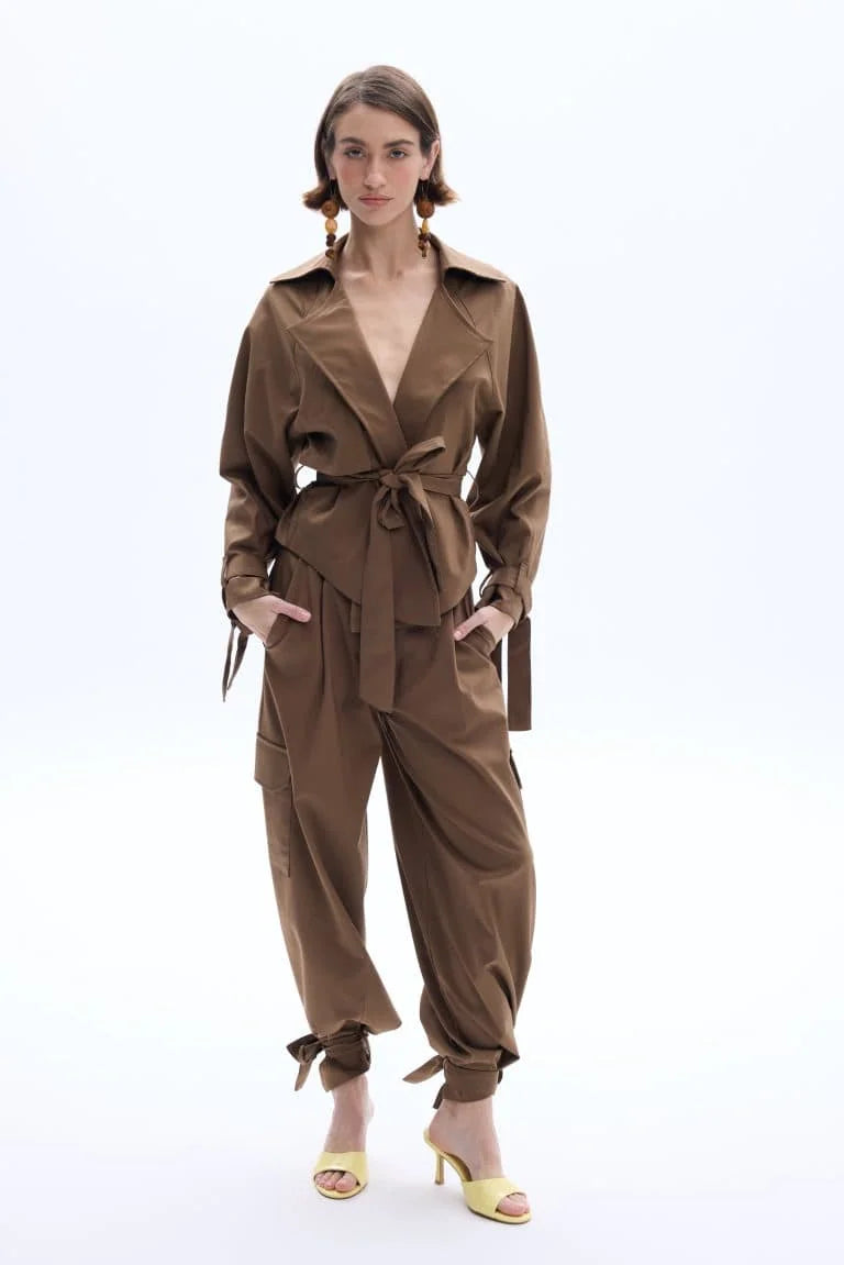 Brown Cargo pants with strings on the hem Baroc Boutique S/M
