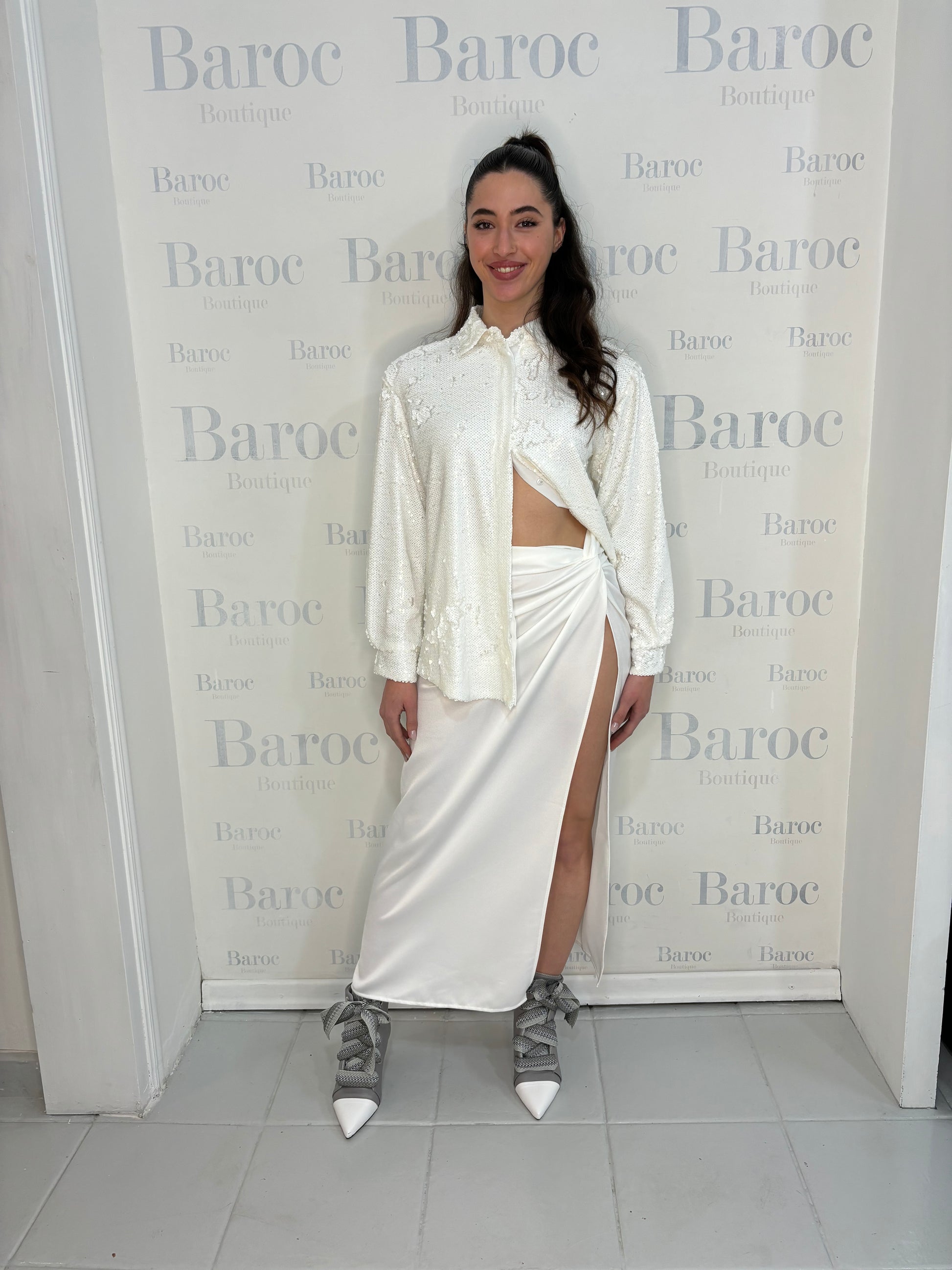 Satin long skirt with a knot Baroc Boutique