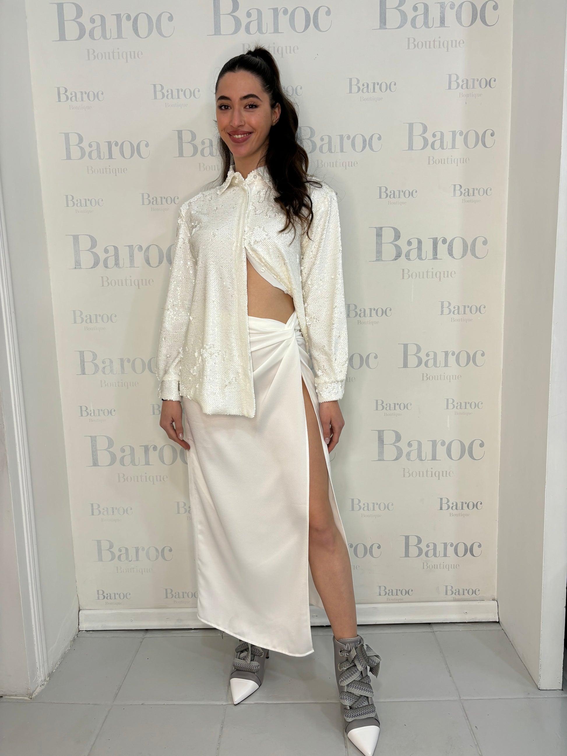 Satin long skirt with a knot Baroc Boutique