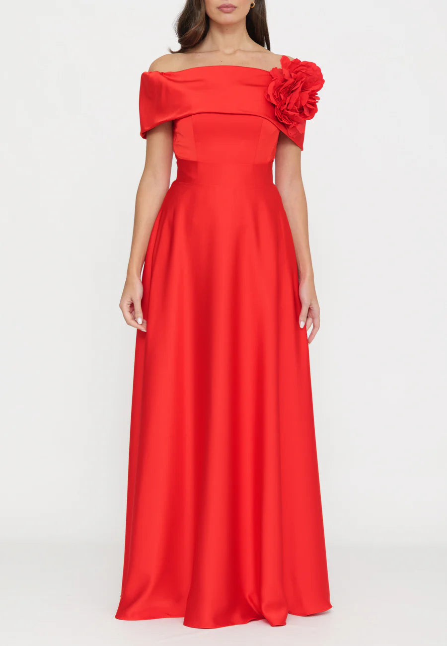 Satin offwhoulder top and long skirt with pockets Baroc Boutique