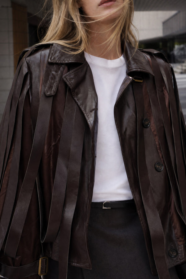 Short faux leather ripped jacket Baroc Boutique