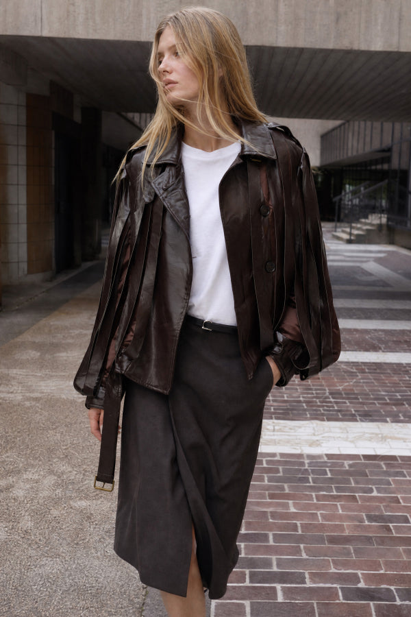 Short faux leather ripped jacket Baroc Boutique