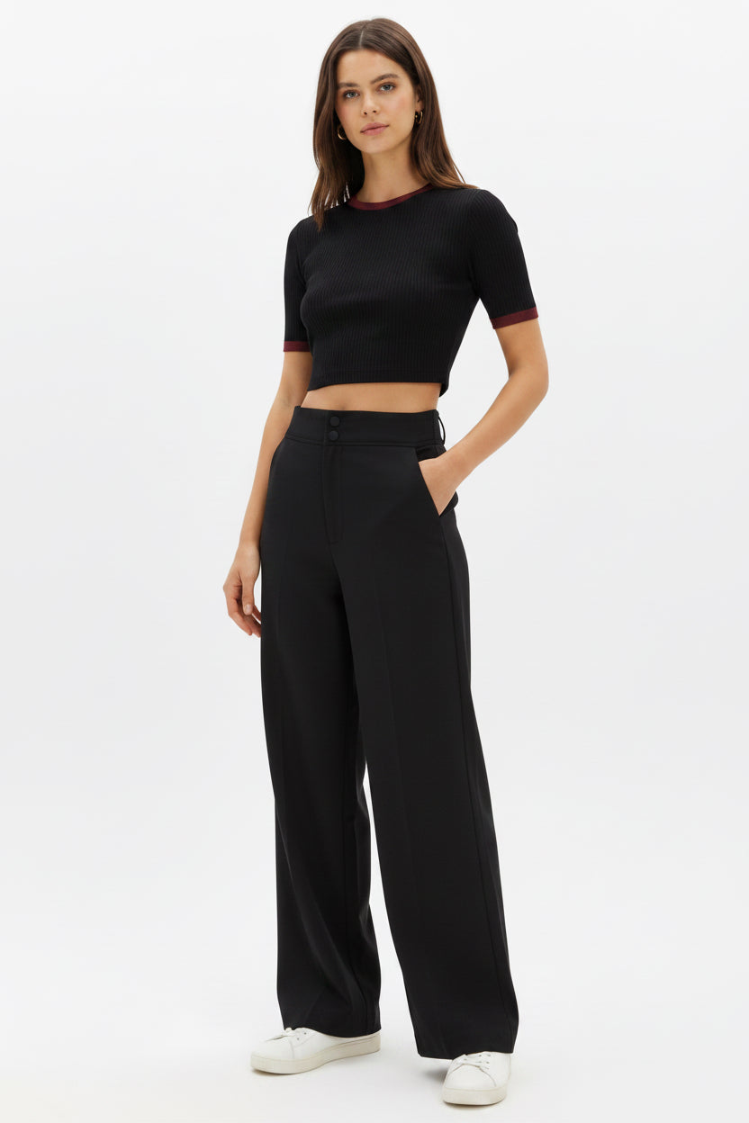 Short sleeve knit crop top Baroc Boutique