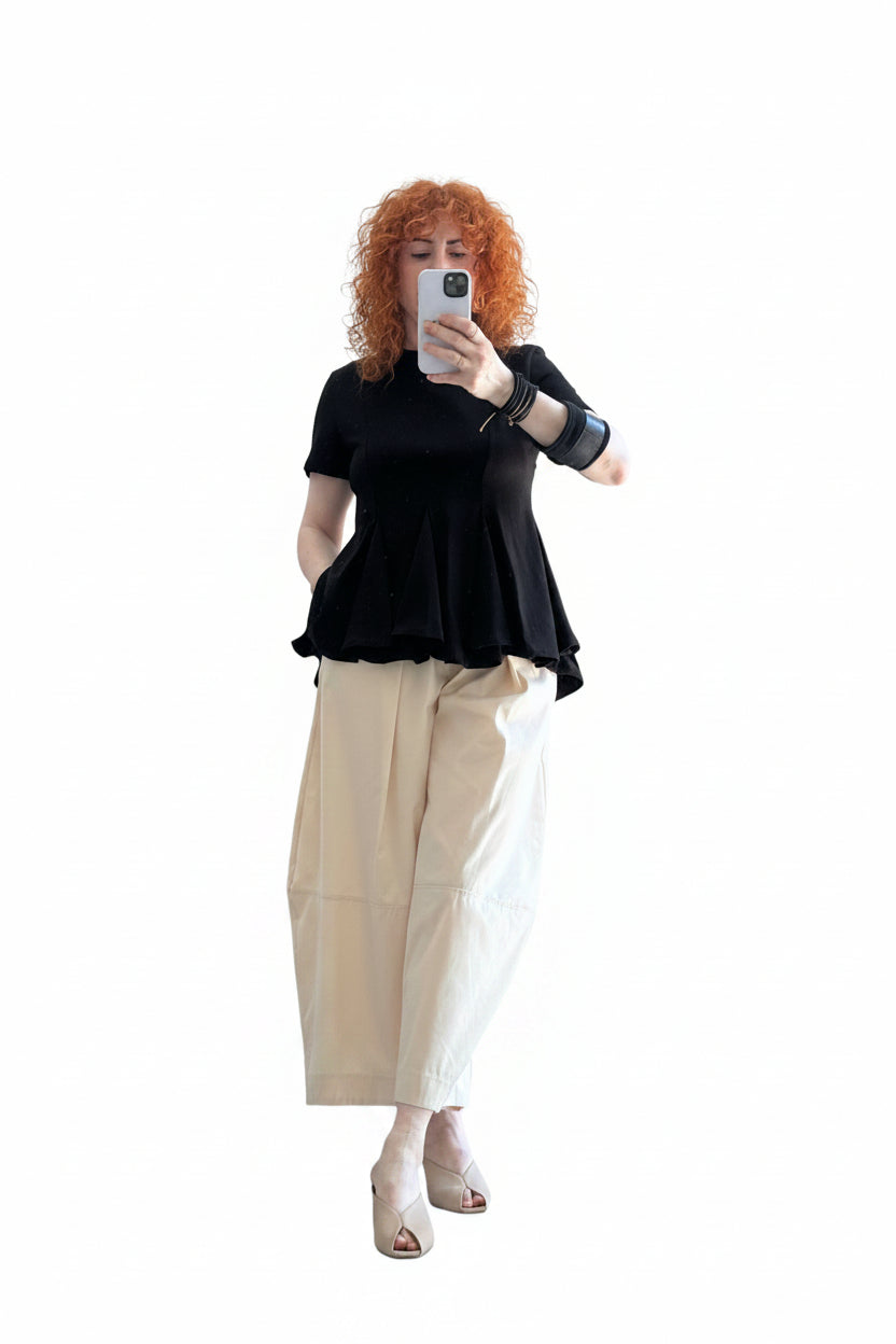 Short sleeve round neck t-shirt with pleads Baroc Boutique