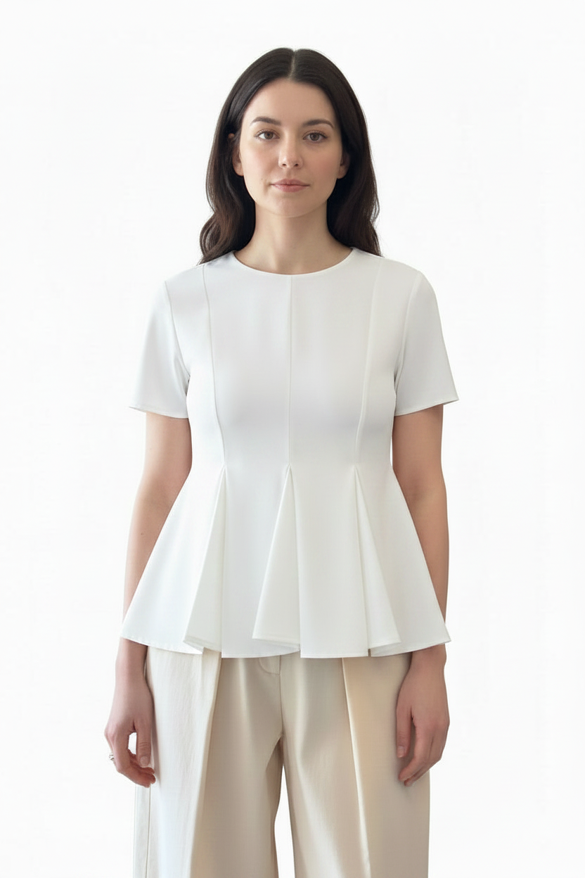 Short sleeve round neck t-shirt with pleads Baroc Boutique