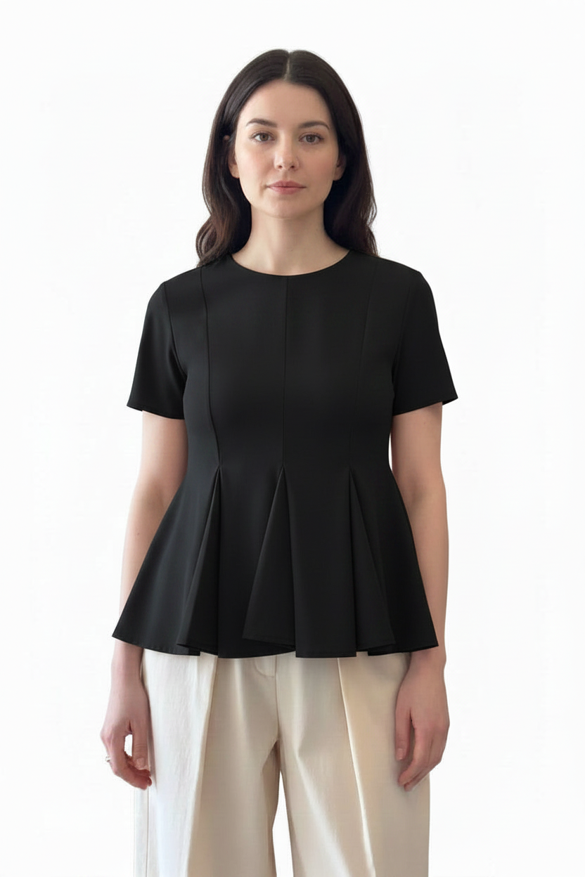 Short sleeve round neck t-shirt with pleads Baroc Boutique