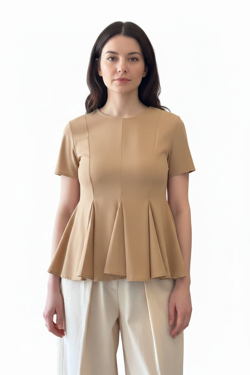Short sleeve round neck t-shirt with pleads Baroc Boutique