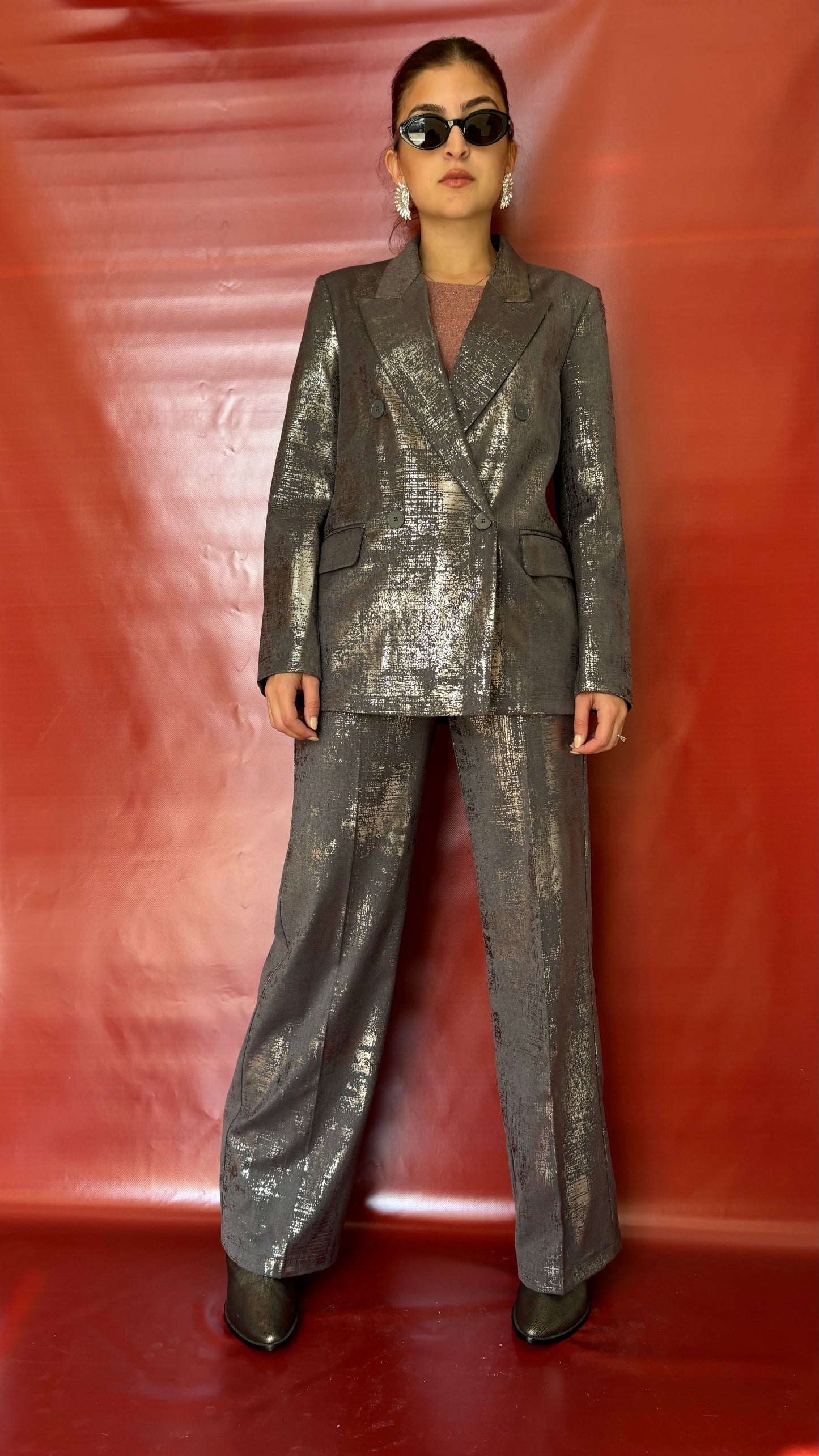 Silver Blazer and matching pants Baroc Boutique