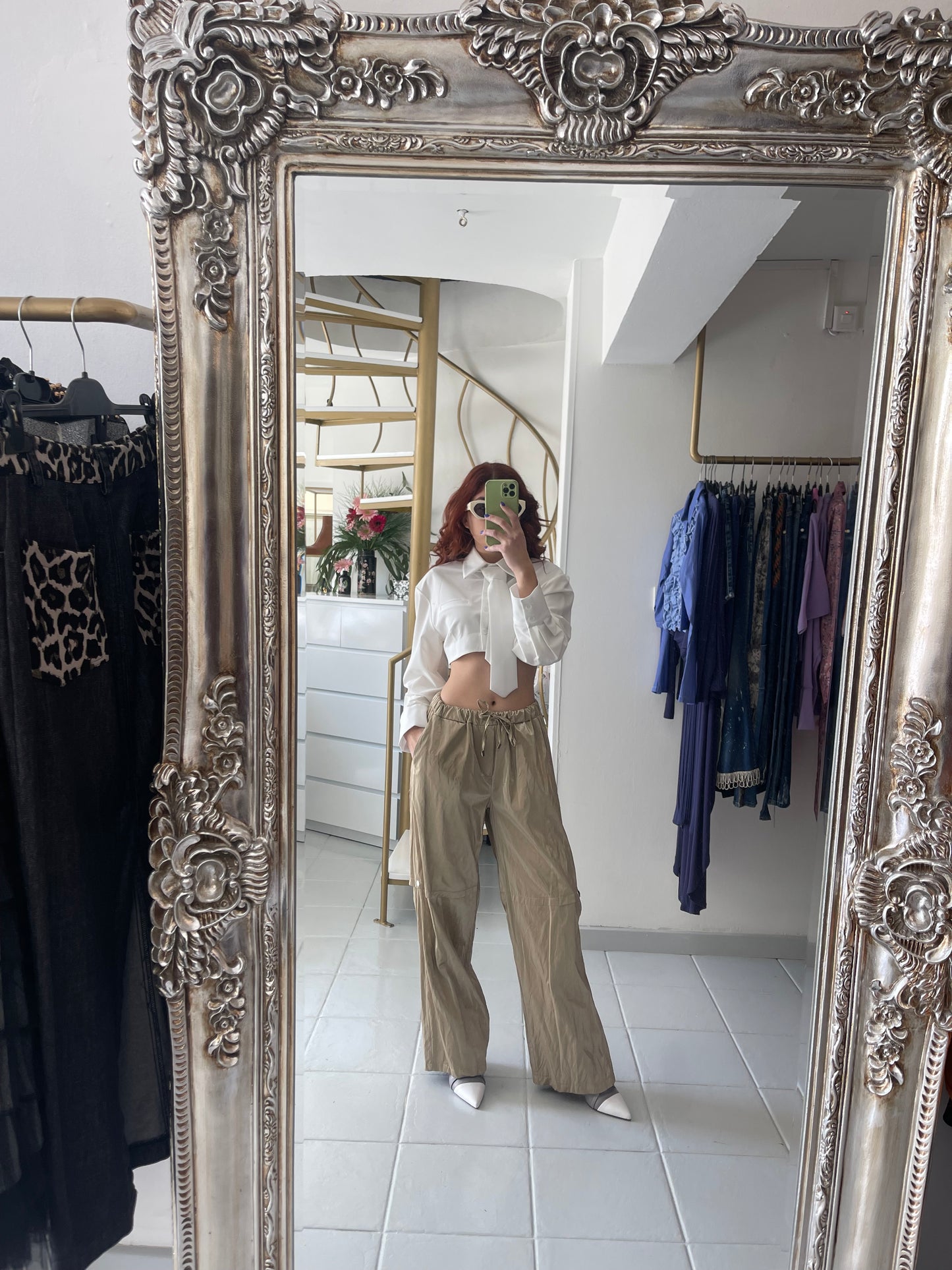 Metallic trouser with a slit on the knie Baroc Boutique SILVER / SMALL