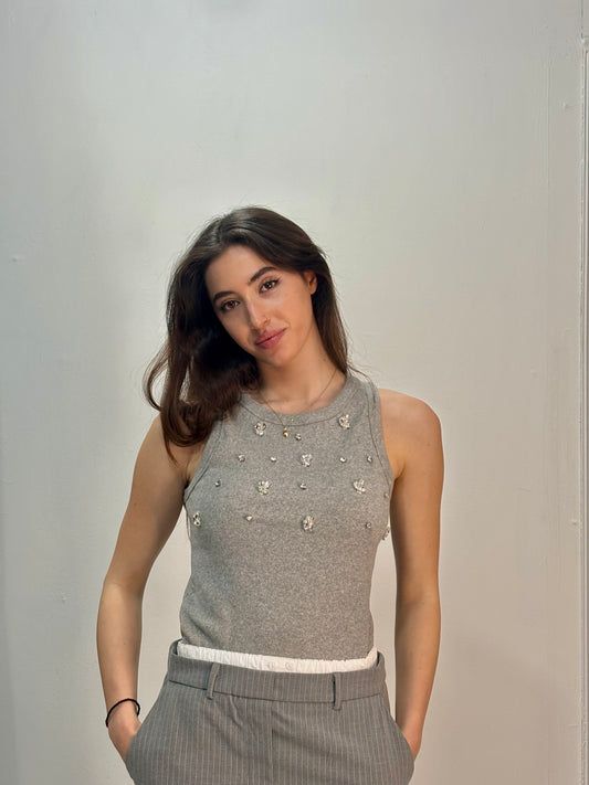 Sleeveless top with rhinestones Baroc Boutique