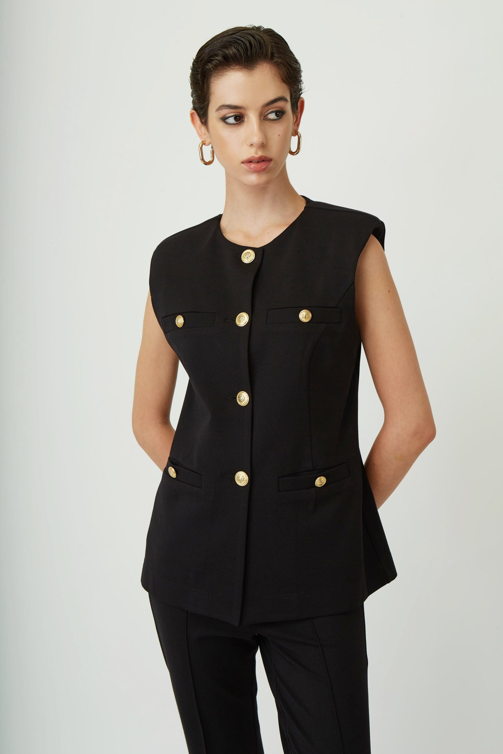 Sleeveless vest with gold buttons Baroc Boutique