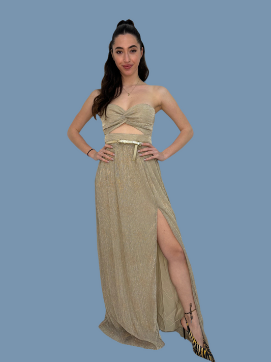 Beige long dress with cut out Baroc Boutique SMALL