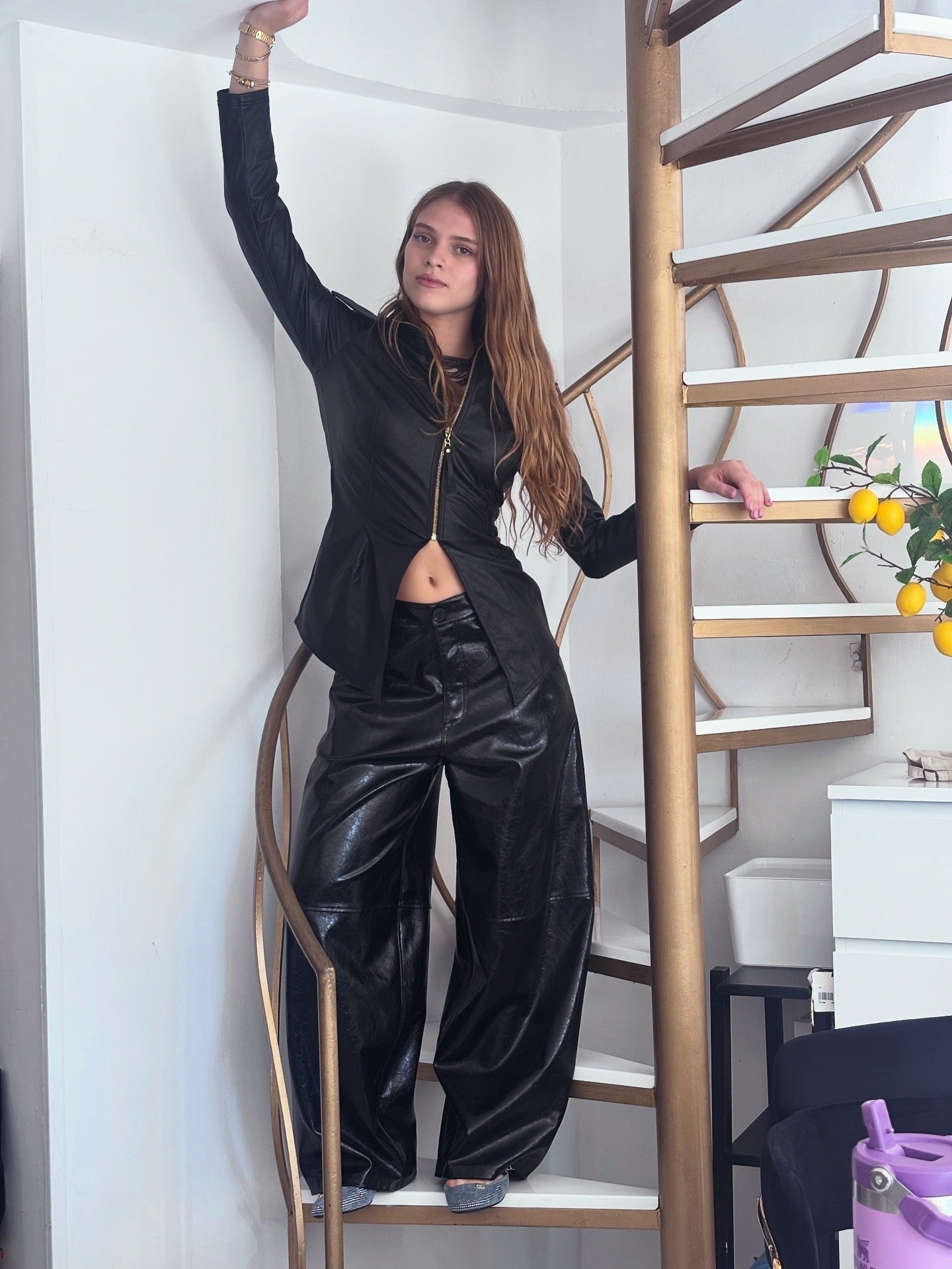 Black eco leather jacket Baroc Boutique Small