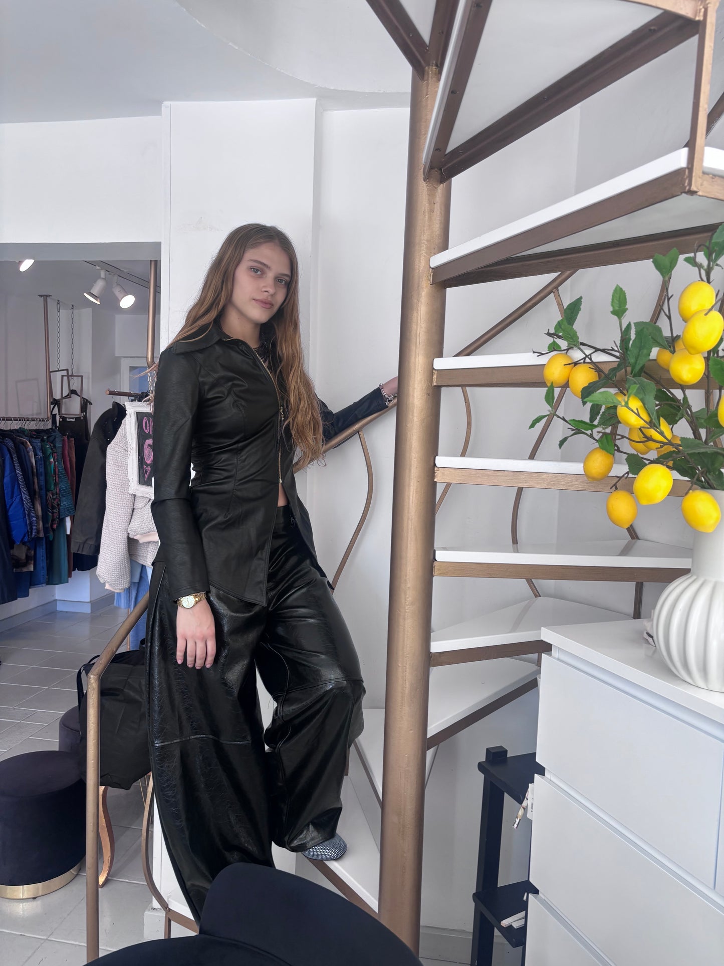 Black eco leather jacket Baroc Boutique Small