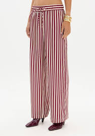 Bordeaux Striped Satin Trousers Baroc Boutique Small