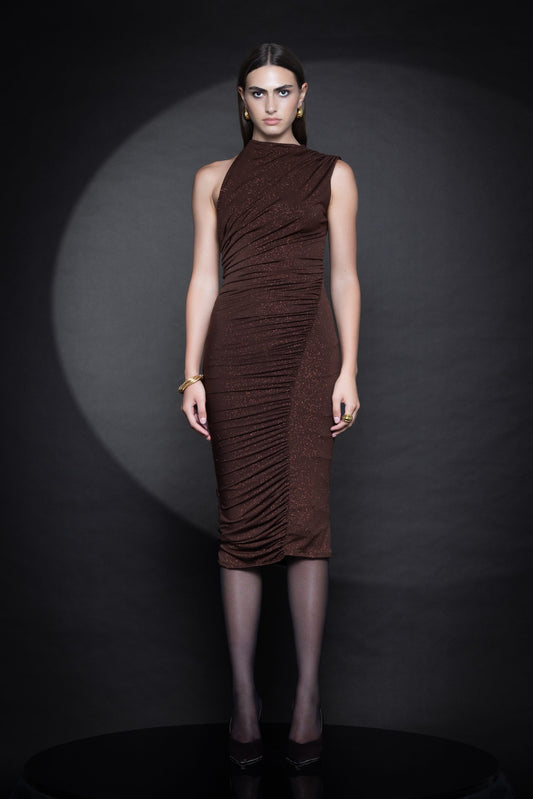 Brown Claire slim fit dress Baroc Boutique Small
