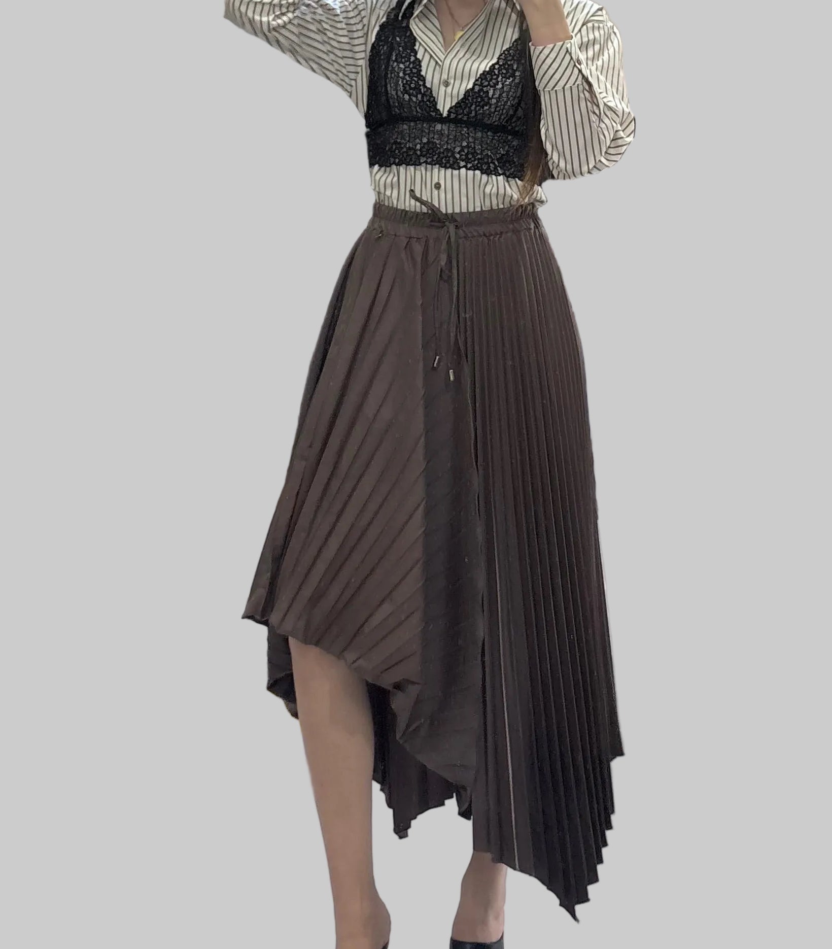 Brown plisse long skirt Baroc Boutique Small