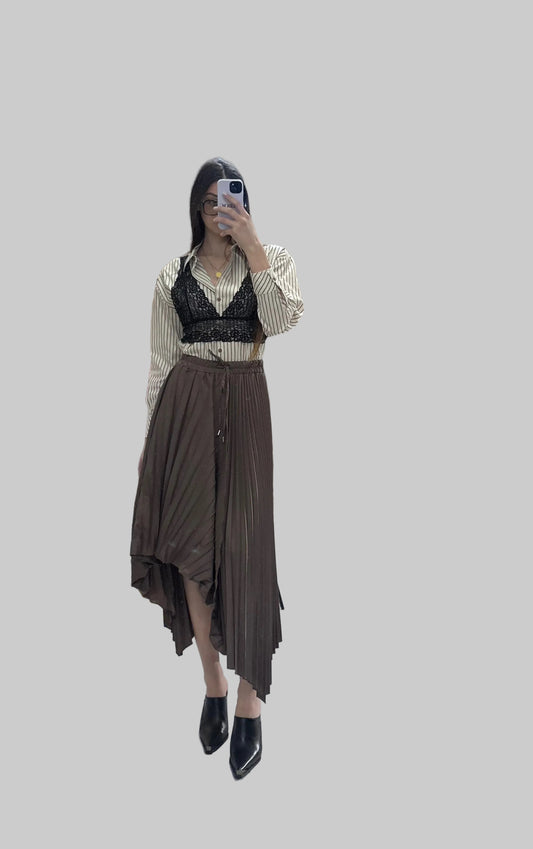 Brown plisse long skirt Baroc Boutique Small