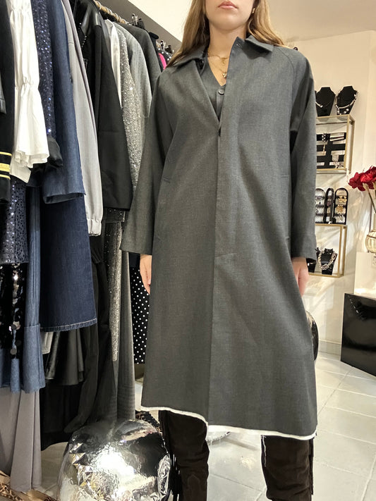 Charcoal grey long trench coat Baroc Boutique Small