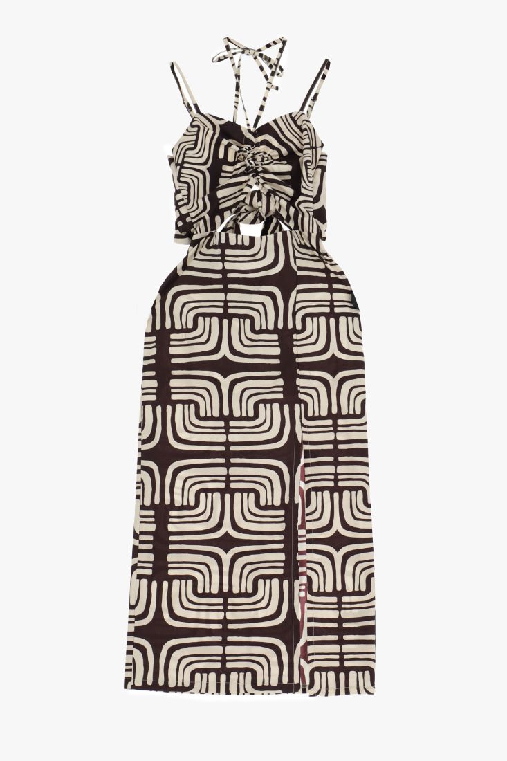 Cotton midi dress with geometric print Baroc Boutique Small